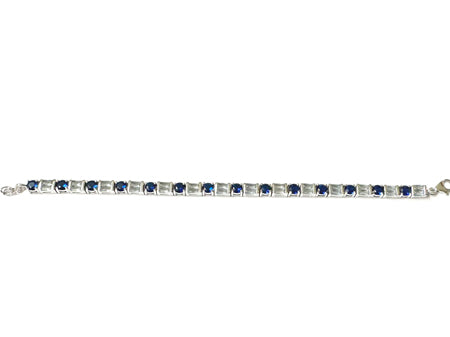 A Sapphire And Aquamarine Cubic Zirconia Silver Bracelet