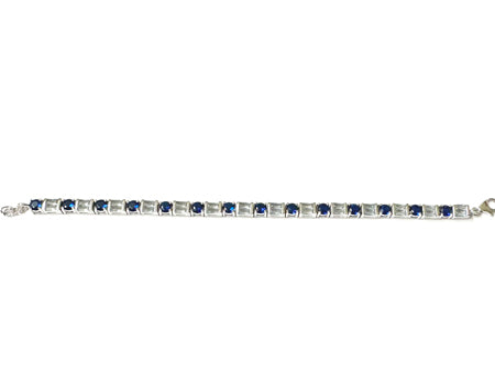 A Sapphire And Aquamarine Cubic Zirconia Silver Bracelet