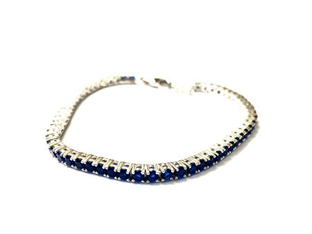 Sapphire Cubic Zirconia Claw Set Tennis Bracelet