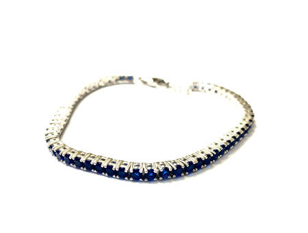 Sapphire Cubic Zirconia Claw Set Tennis Bracelet