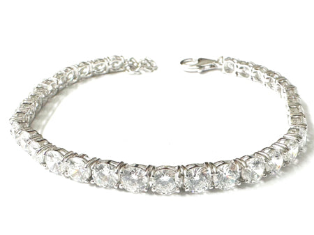 A White Cubic Zirconia Tennis 5mm stone Claw set Silver Bracelet