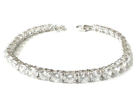 A White Cubic Zirconia Tennis 5mm stone Claw set Silver Bracelet