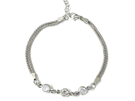 White Cubic Zirconia Silver Bracelet
