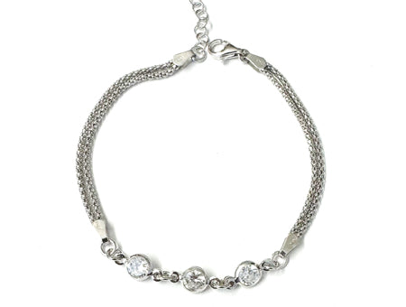 White Cubic Zirconia Silver Bracelet