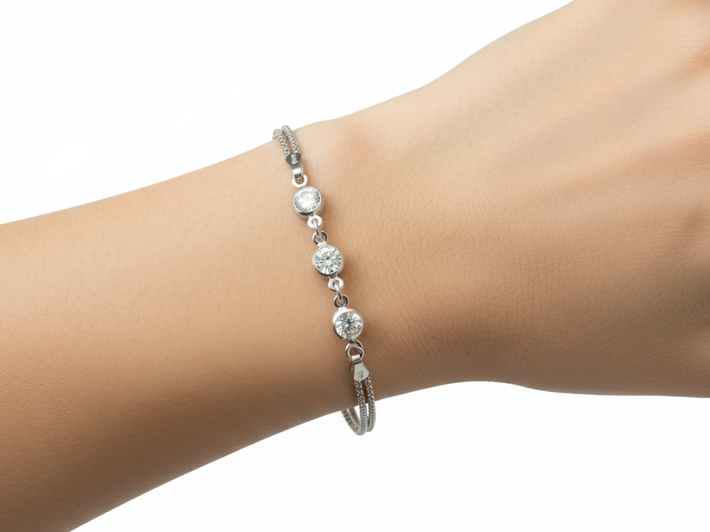 White Cubic Zirconia Silver Bracelet