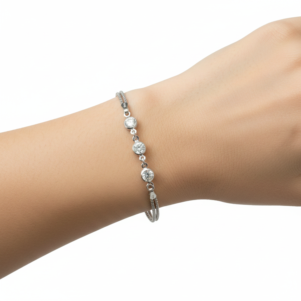 White Cubic Zirconia Silver Bracelet