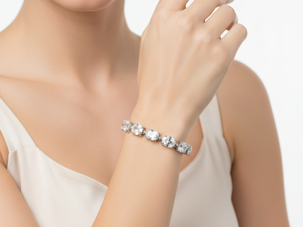 White Cubic Zirconia Silver Bracelet