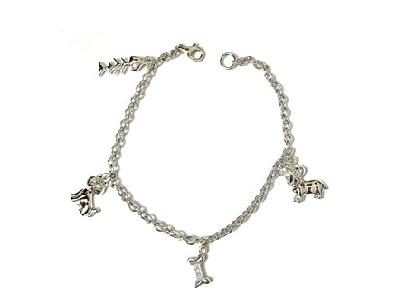 A White Cubic Zirconia Silver Animal Charm Bracelet
