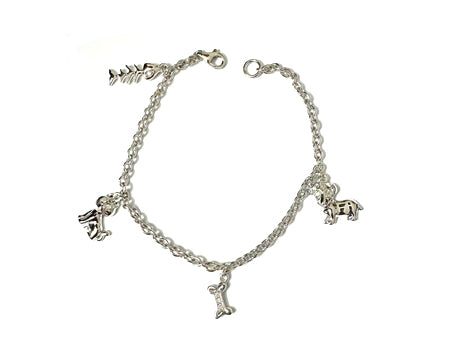 A White Cubic Zirconia Silver Animal Charm Bracelet