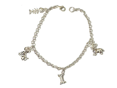 A White Cubic Zirconia Silver Animal Charm Bracelet