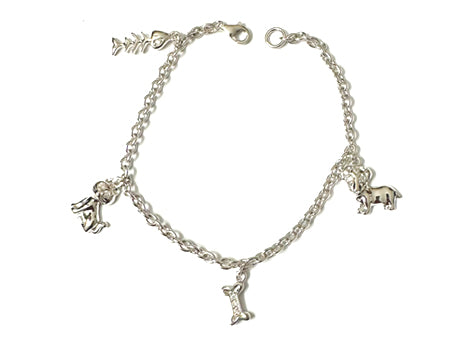 A White Cubic Zirconia Silver Animal Charm Bracelet