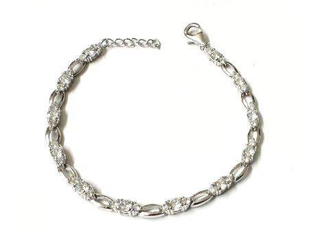 White Cubic Zirconia Silver Bracelet