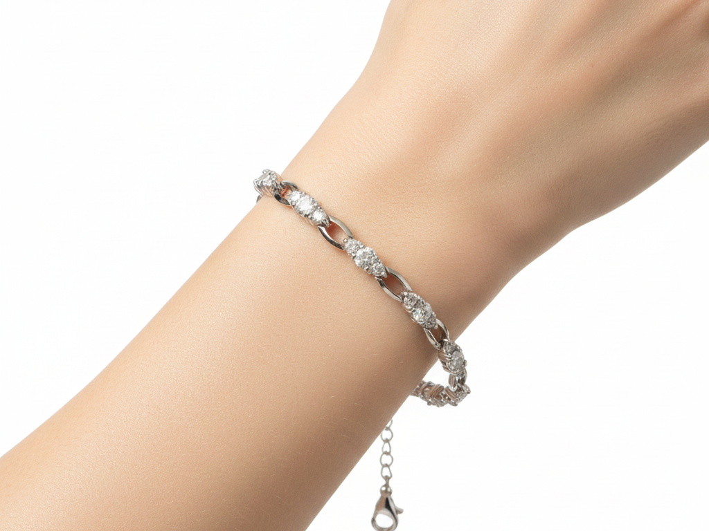 White Cubic Zirconia Silver Bracelet