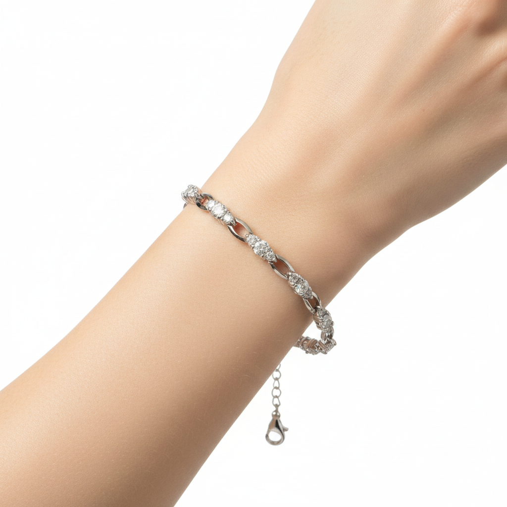 White Cubic Zirconia Silver Bracelet
