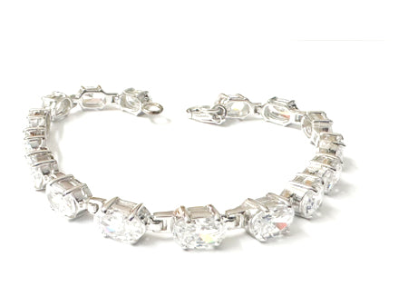 White Cubic Zirconia Silver Bracelet
