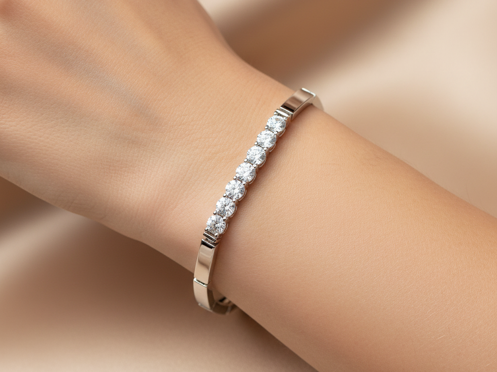 A White Cubic Zirconia Bracelet.