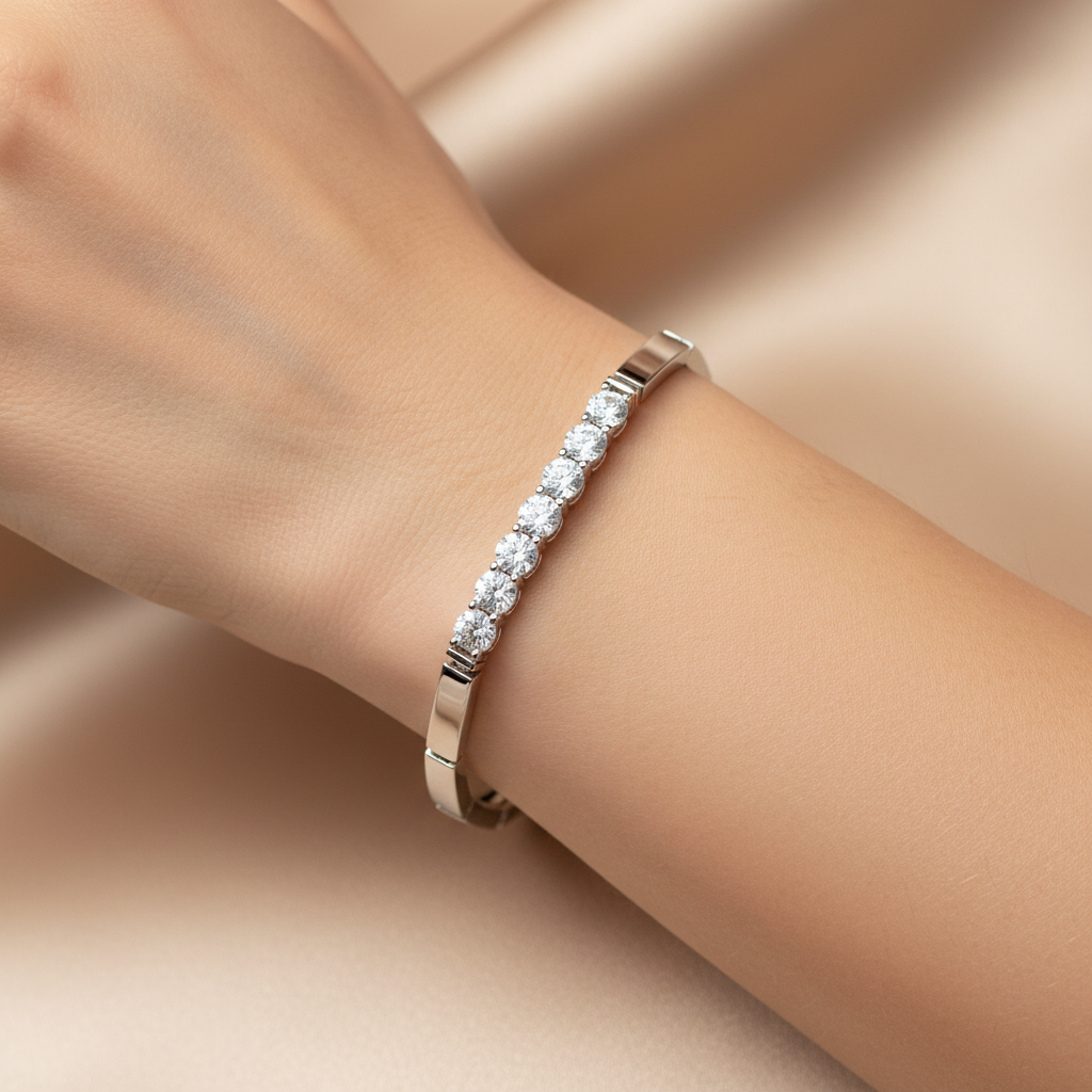 A White Cubic Zirconia Bracelet.