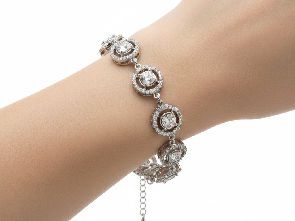 A White Cubic Zirconia Bracelet.