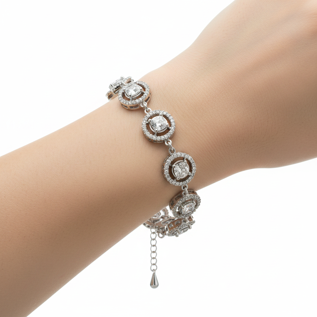 A White Cubic Zirconia Bracelet.