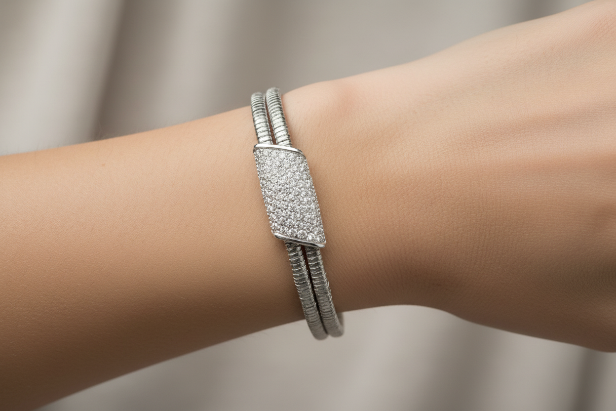 A White Cubic Zirconia Bracelet.