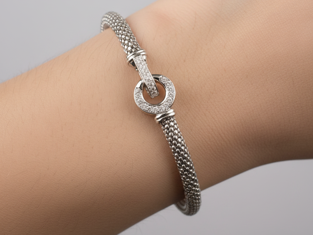 A White Cubic Zirconia Bracelet.