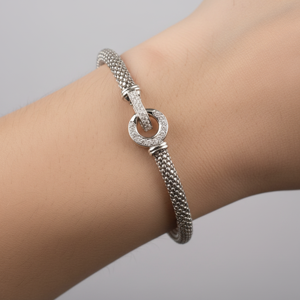 A White Cubic Zirconia Bracelet.