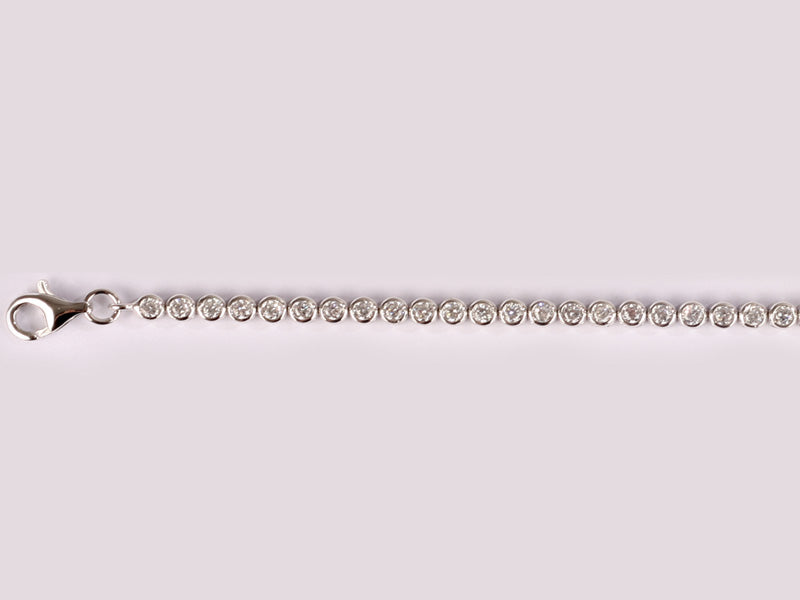 A White Cubic Zirconia Rubover Setting Tennis Silver 3 mm stone Bracelet