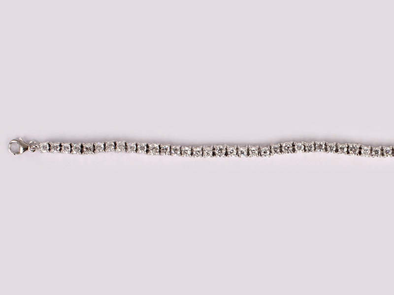 A White Cubic Zirconia 3mm Stone Tennis Silver Bracelet