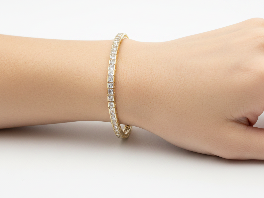 Yellow Plated on Silver Cubic Zirconia Bracelet