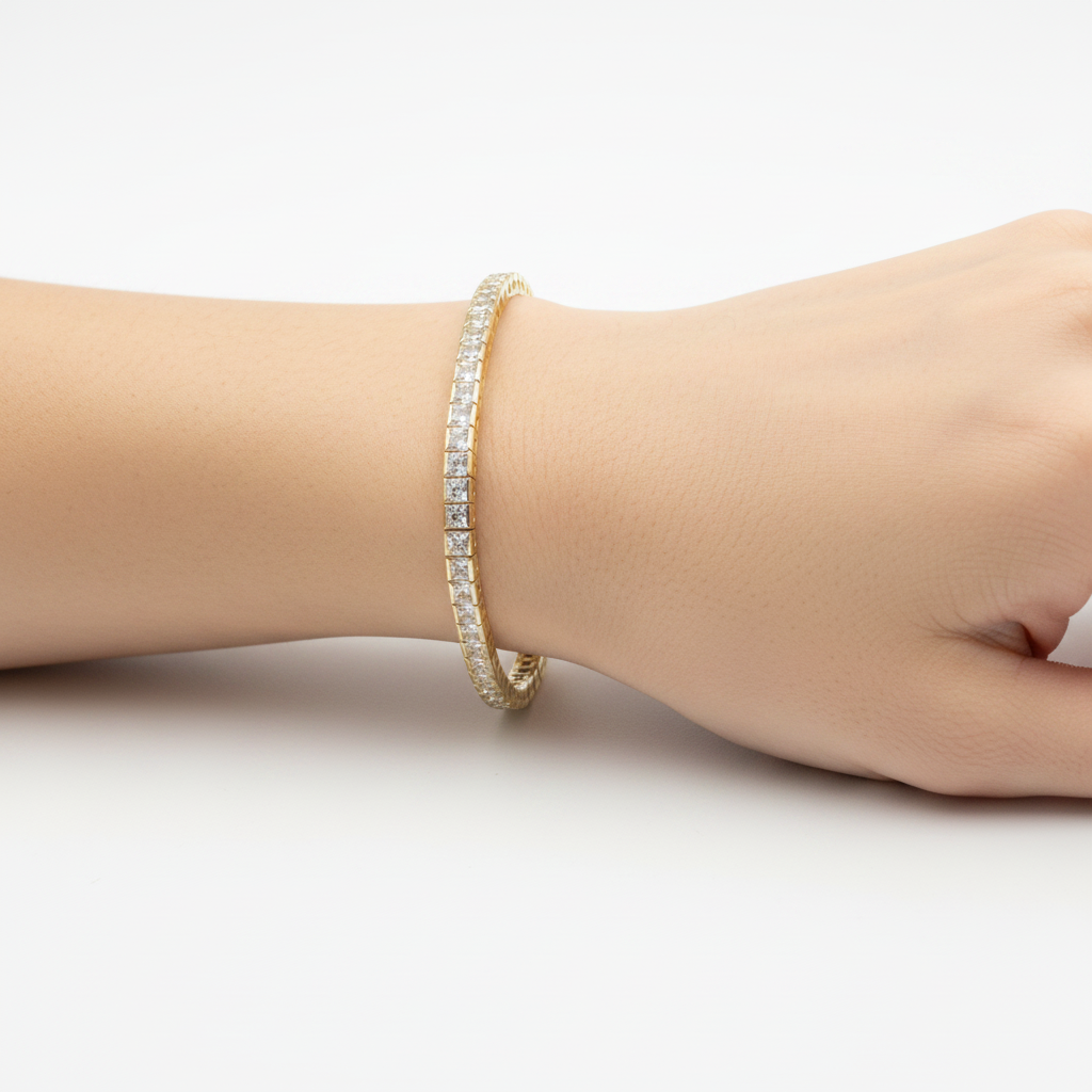 Yellow Plated on Silver Cubic Zirconia Bracelet