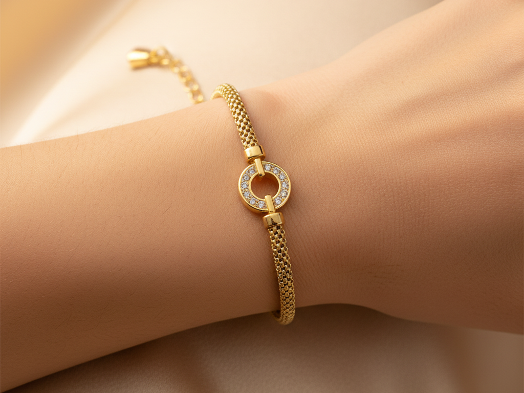 New Yellow Gold & Cubic Zirconia Bracelet