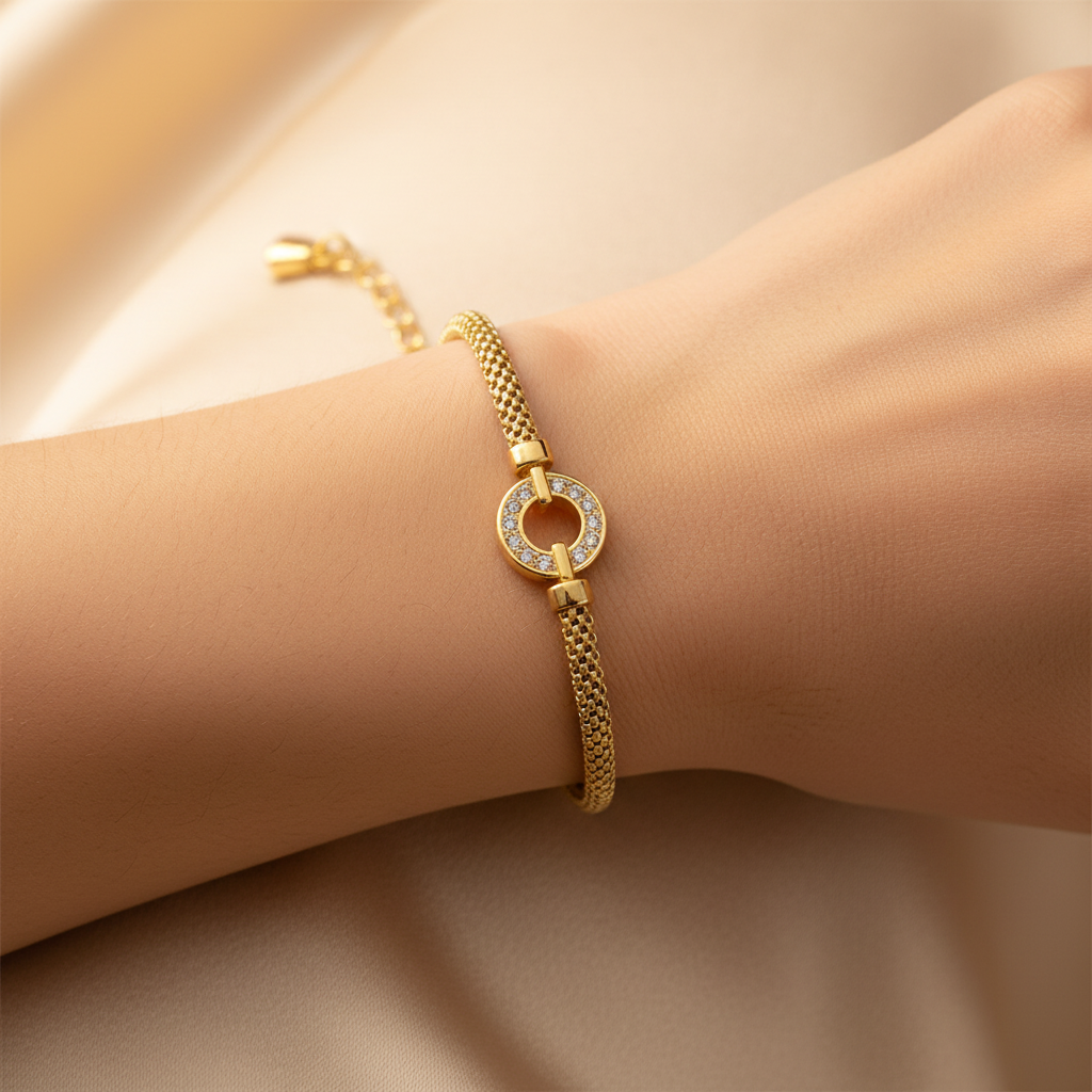New Yellow Gold & Cubic Zirconia Bracelet