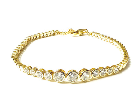 Yellow Plated Silver White Cubic Zirconia Earring.