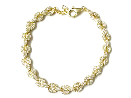 Yellow Plated Silver White Cubic Zirconia Earring.