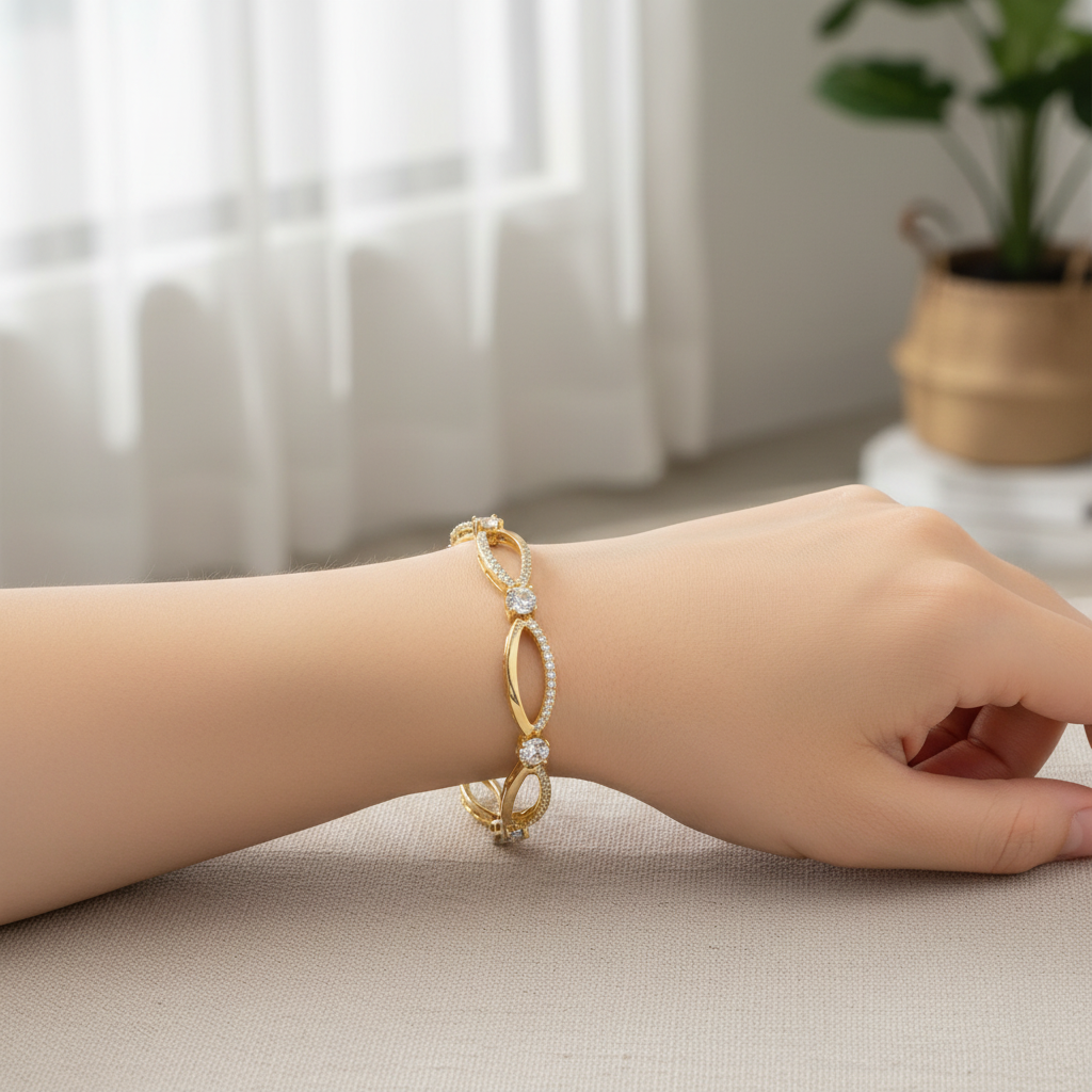 Yellow Plated on Silver Cubic Zirconia Bracelet