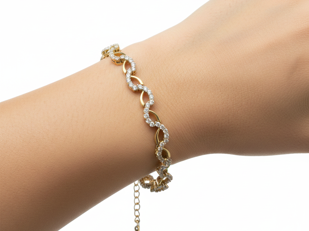 Yellow Plated on Silver Cubic Zirconia Bracelet