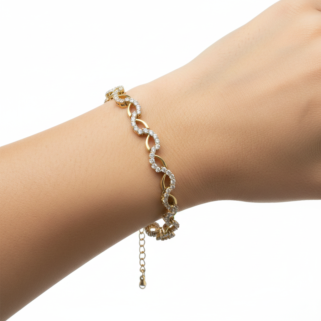 Yellow Plated on Silver Cubic Zirconia Bracelet