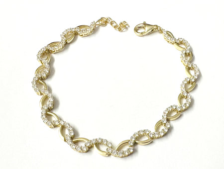 Yellow Plated on Silver White CZ Necklace