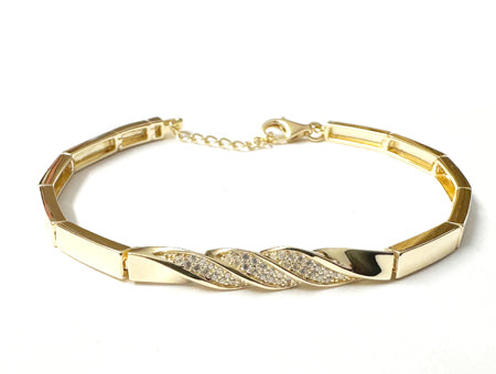 Yellow Plated on Silver Cubic Zirconia Bracelet