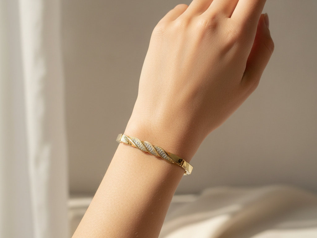 Yellow Plated on Silver Cubic Zirconia Bracelet