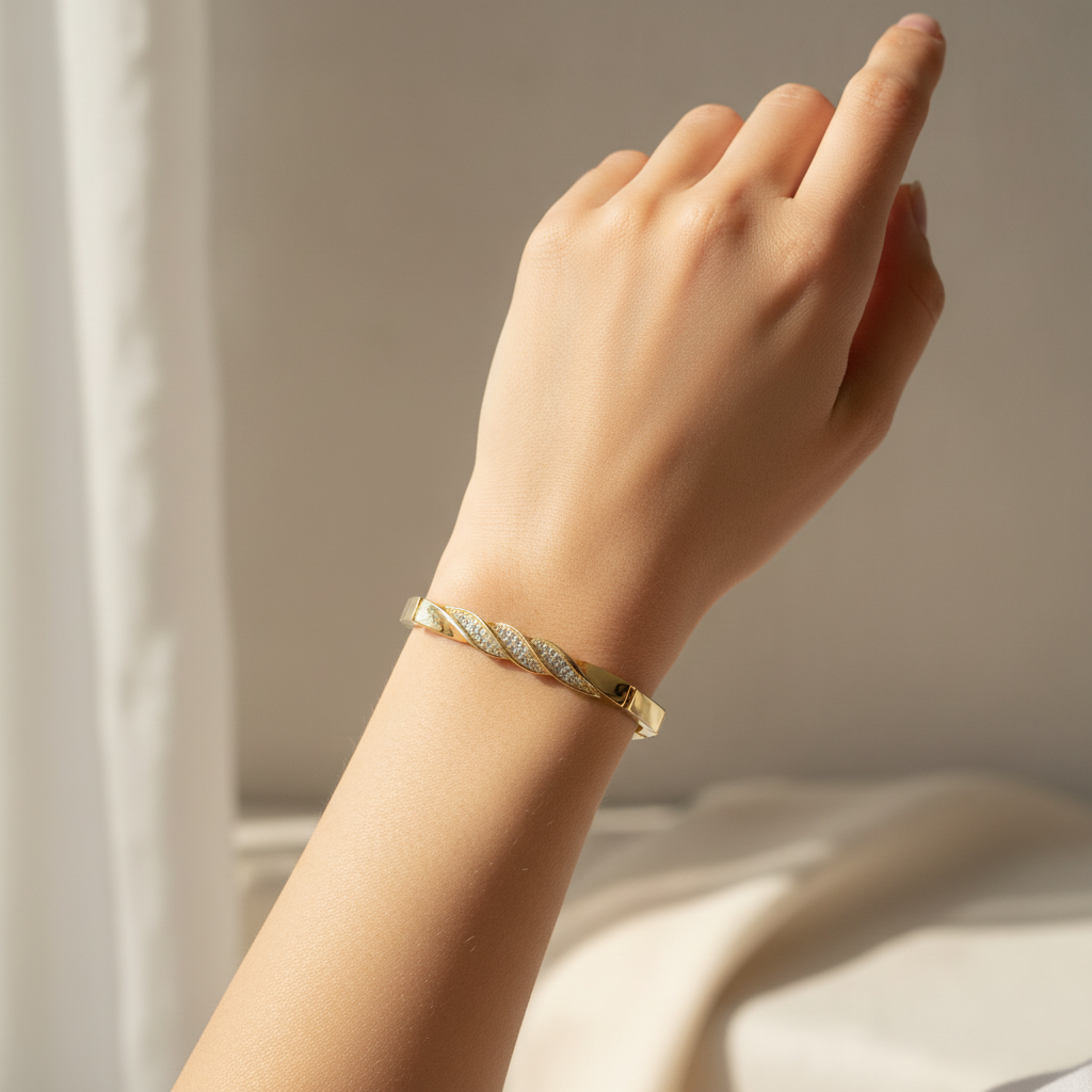 Yellow Plated on Silver Cubic Zirconia Bracelet