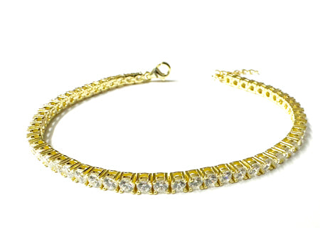 Yellow Plated on Silver Cubic Zirconia 3×3 mm Stone Tennis Bracelet
