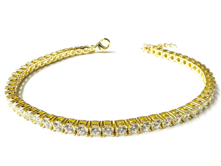 Yellow Plated on Silver Cubic Zirconia 3×3 mm Stone Tennis Bracelet