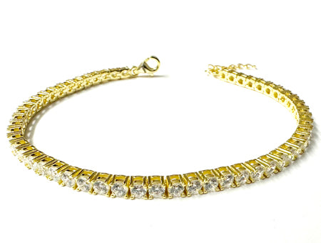 Yellow Plated on Silver Cubic Zirconia 3×3 mm Stone Tennis Bracelet