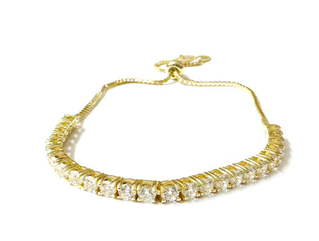 A Yellow Gold Plated Silver Cubic Zirconia Bracelet