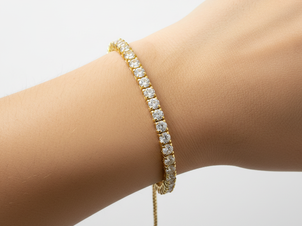 A Yellow Gold Plated Silver Cubic Zirconia Bracelet