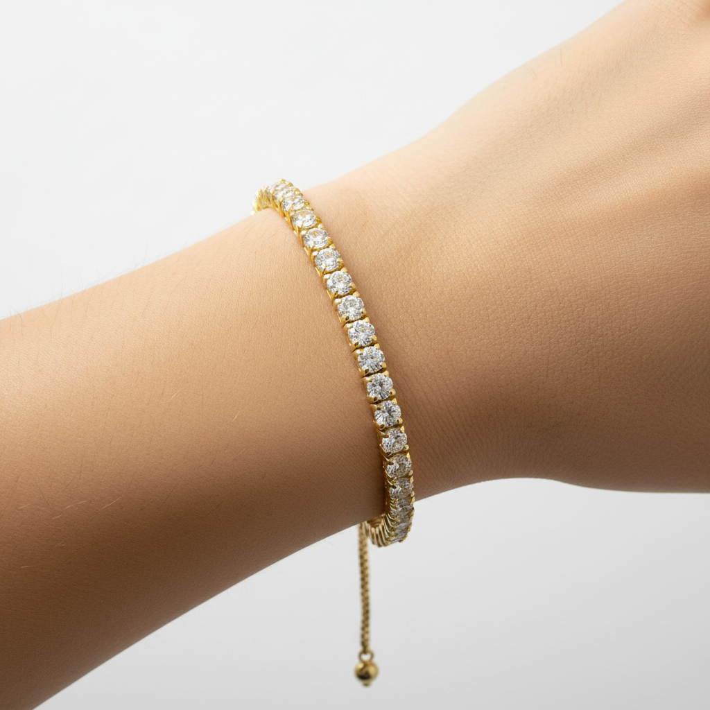 A Yellow Gold Plated Silver Cubic Zirconia Bracelet