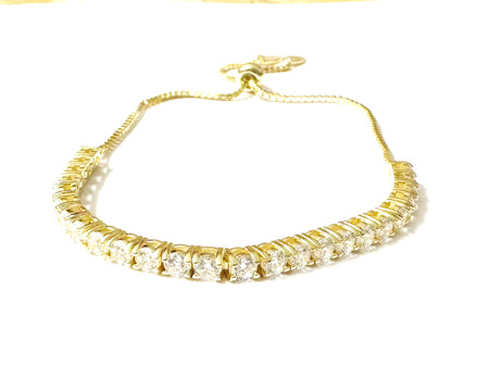 A Yellow Gold Plated Silver Cubic Zirconia Bracelet