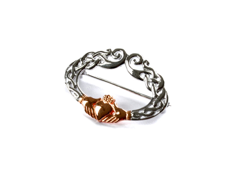 Claddagh Silver 2 Tone Brooch