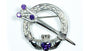 Claddagh Brooch Silver with Amethyst Cubic Zirconia Stone